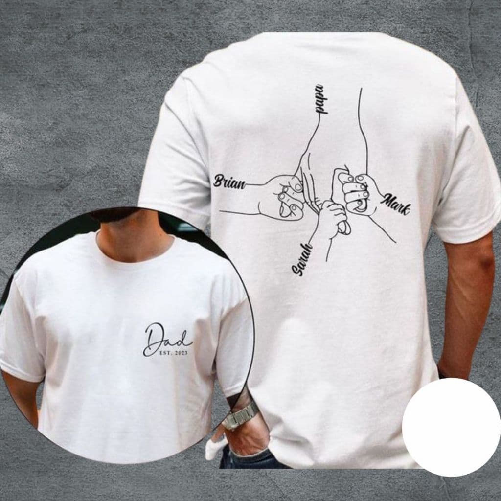Camiseta Personalizada Pai e Filhos | Presente Dia dos Pais com Nomes | Estilo Minimalista Familiar