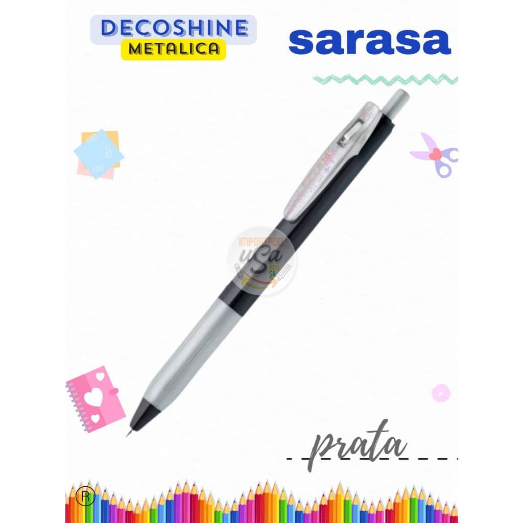 Zebra  Decoshine Caneta Gel Sarasa Clip 0.5  Cores Metálicas - Unidade