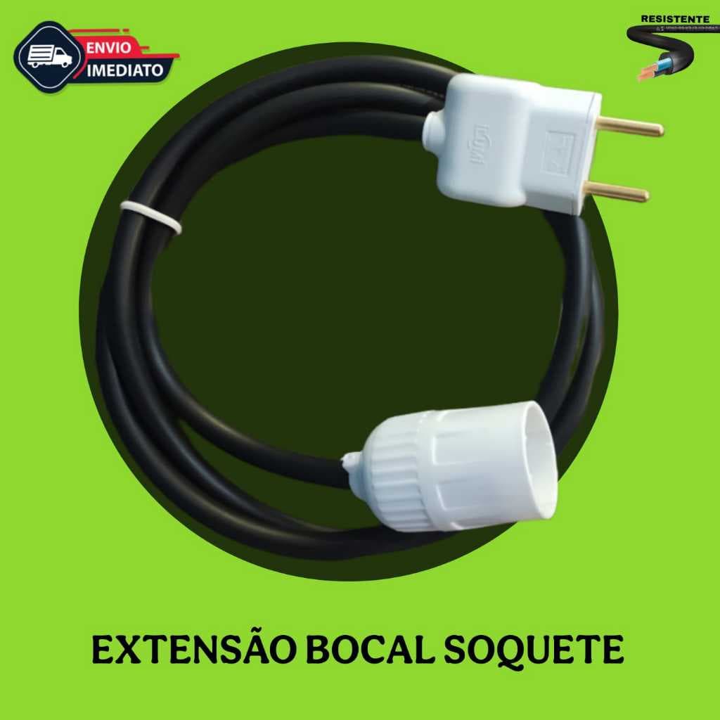 Extensão Bocal Soquete Reforçado Para Lâmpadas E27 Cabo Pp2X2,5mm bivolt 110v E 220v 10a