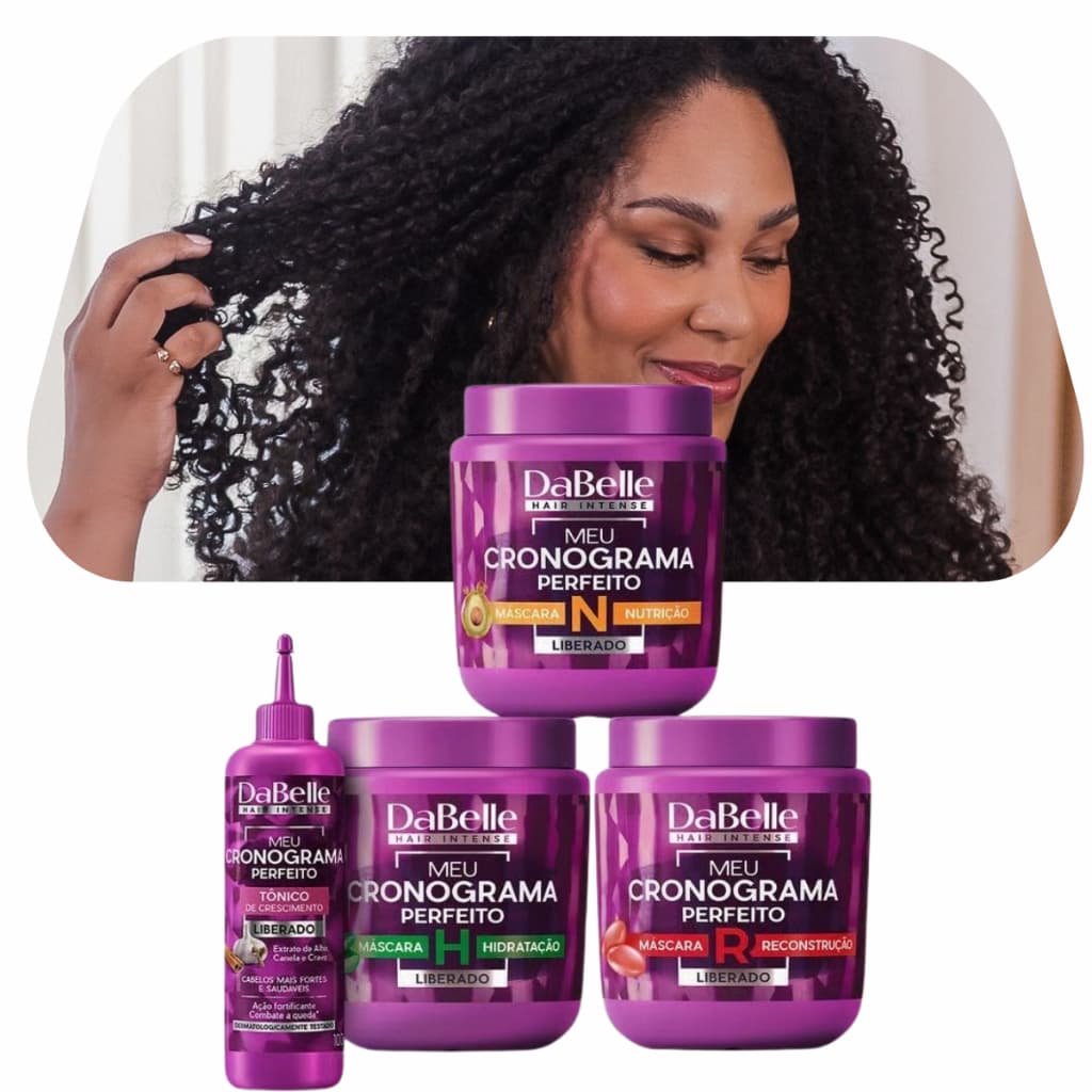 Kit DaBelle Hair Intense Meu Cronograma Perfeito 3 Máscaras + Tônico de Crescimento (4 produtos)