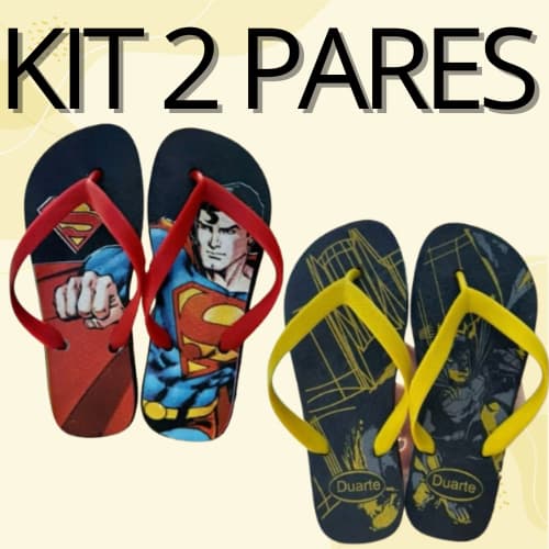 Kit 2 Pares de Chinelo Juvenil Masculino Personagens e Super herois Promocao Mais Vendidos