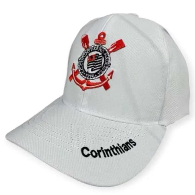 bone de aba curva com bordado de Corinthian cor branca