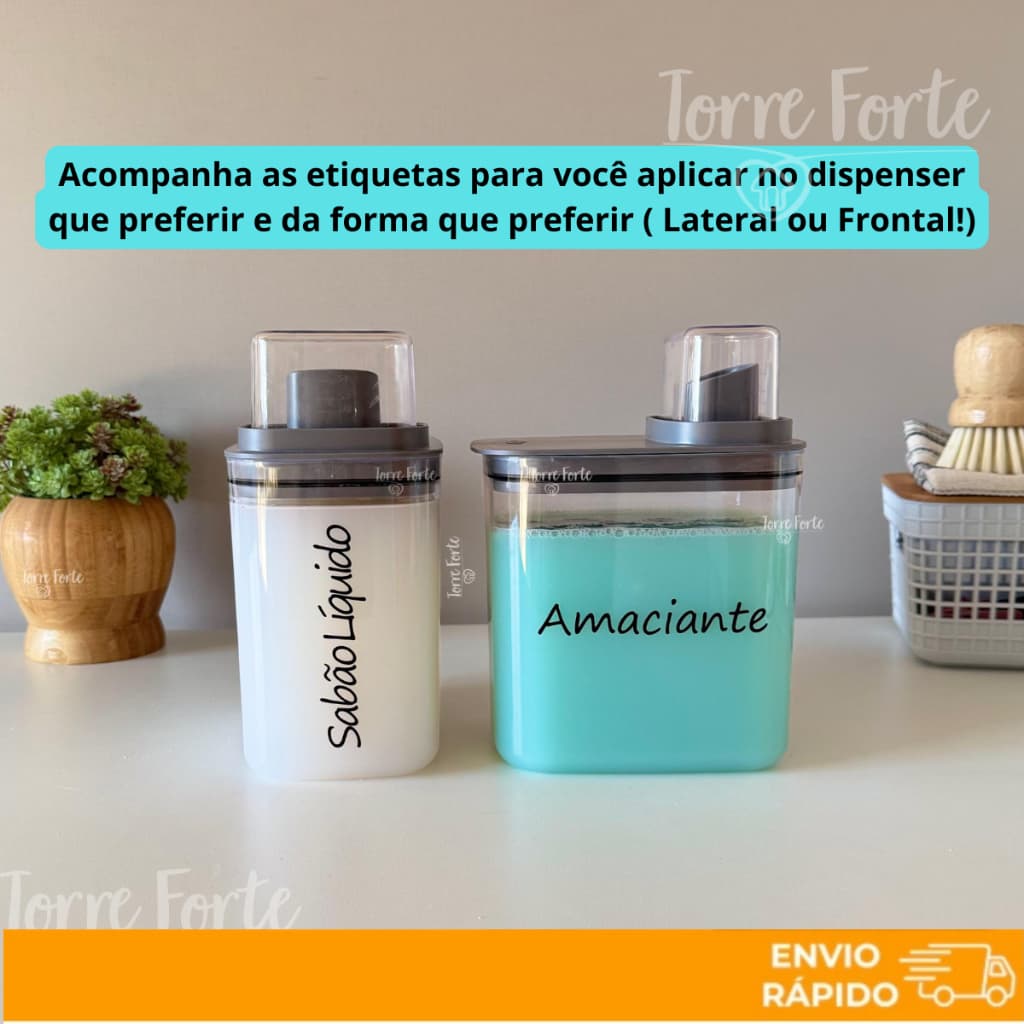 Dispenser 1,5L Porta Sabão Em Pó Líquido Amaciante Organizador Lavanderia Pote Hermético Medidor