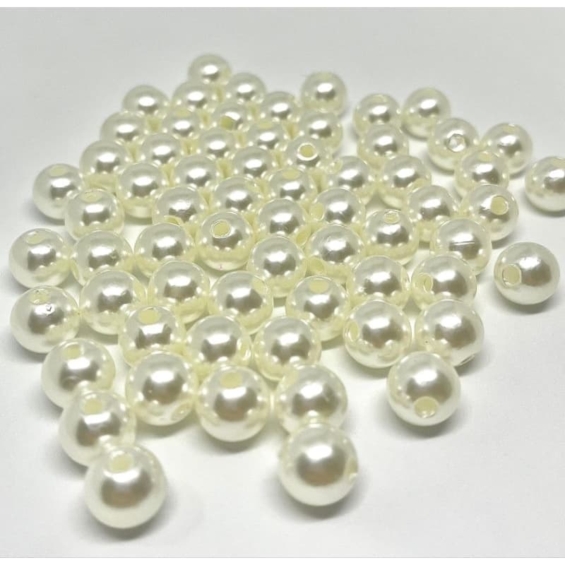 Perola Inteira Abs com furo  10mm - Cor Creme - 500 gramas pacote MENOR PREÇO