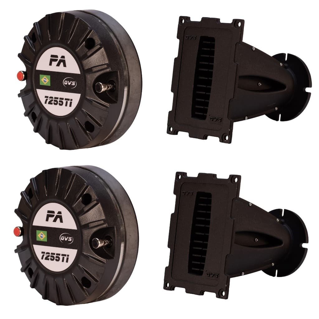 2 Driver Titânio 7255ti Trio 150W Rms + 2 Guia de onda QVS 2021 Som Automotivo Som Profissional Line Array