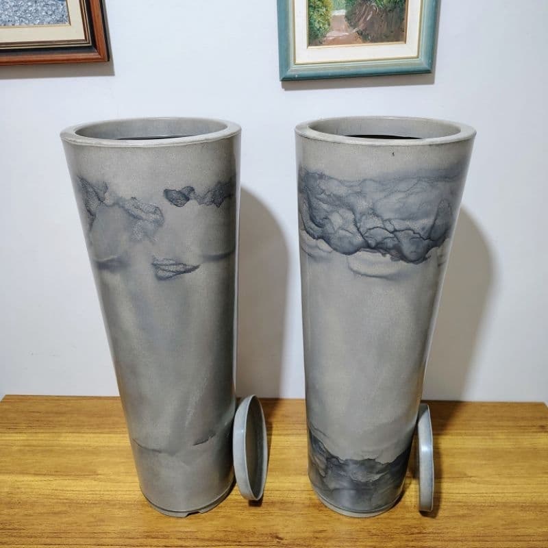 Kit Conjunto 2 Vasos Grandes para plantas Decorativo Ibiza Marmorizado Luxo Moderno P