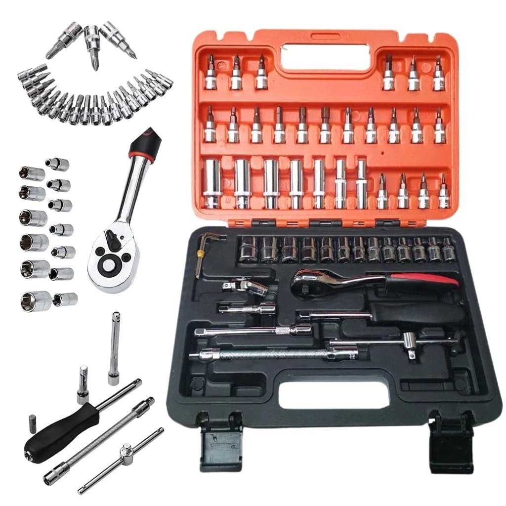 Jogo Soquetes 53 Peças Completo Bits Catraca Kit Ferramentas