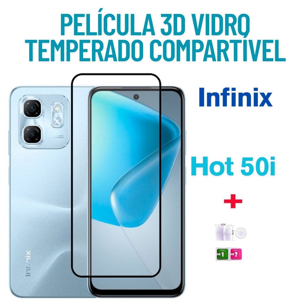 Película 3D Compatível Com INFINIX HOT50i Transparente e Resistente