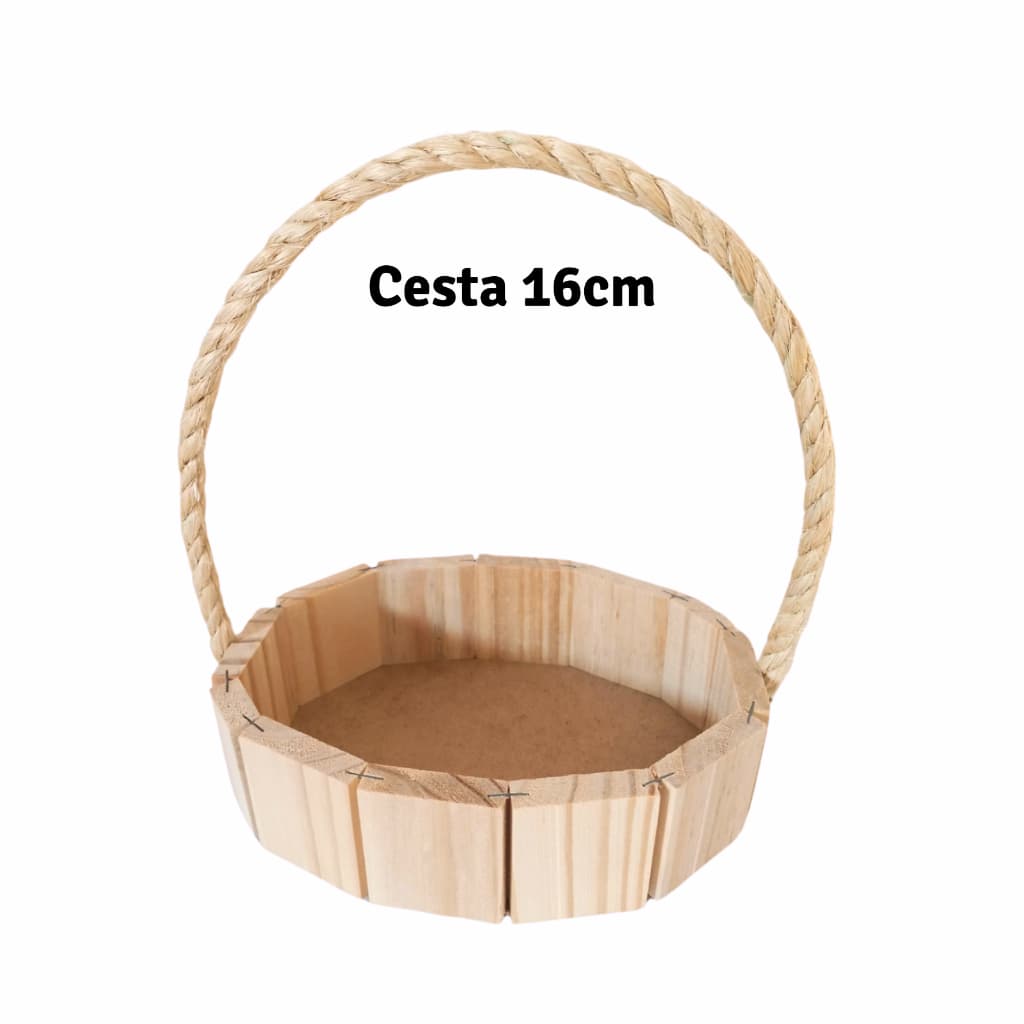 Cestas de Madeira Pinus 16cm Para Presentes - Kit com 5 Unidades