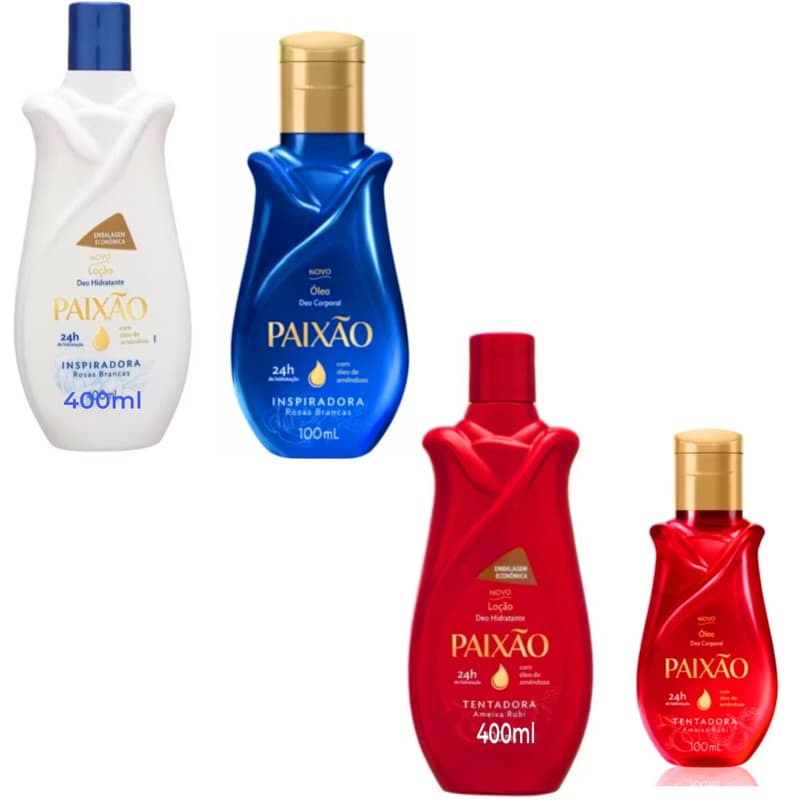 kit hidratante paixão 400ml + óleo 100ml