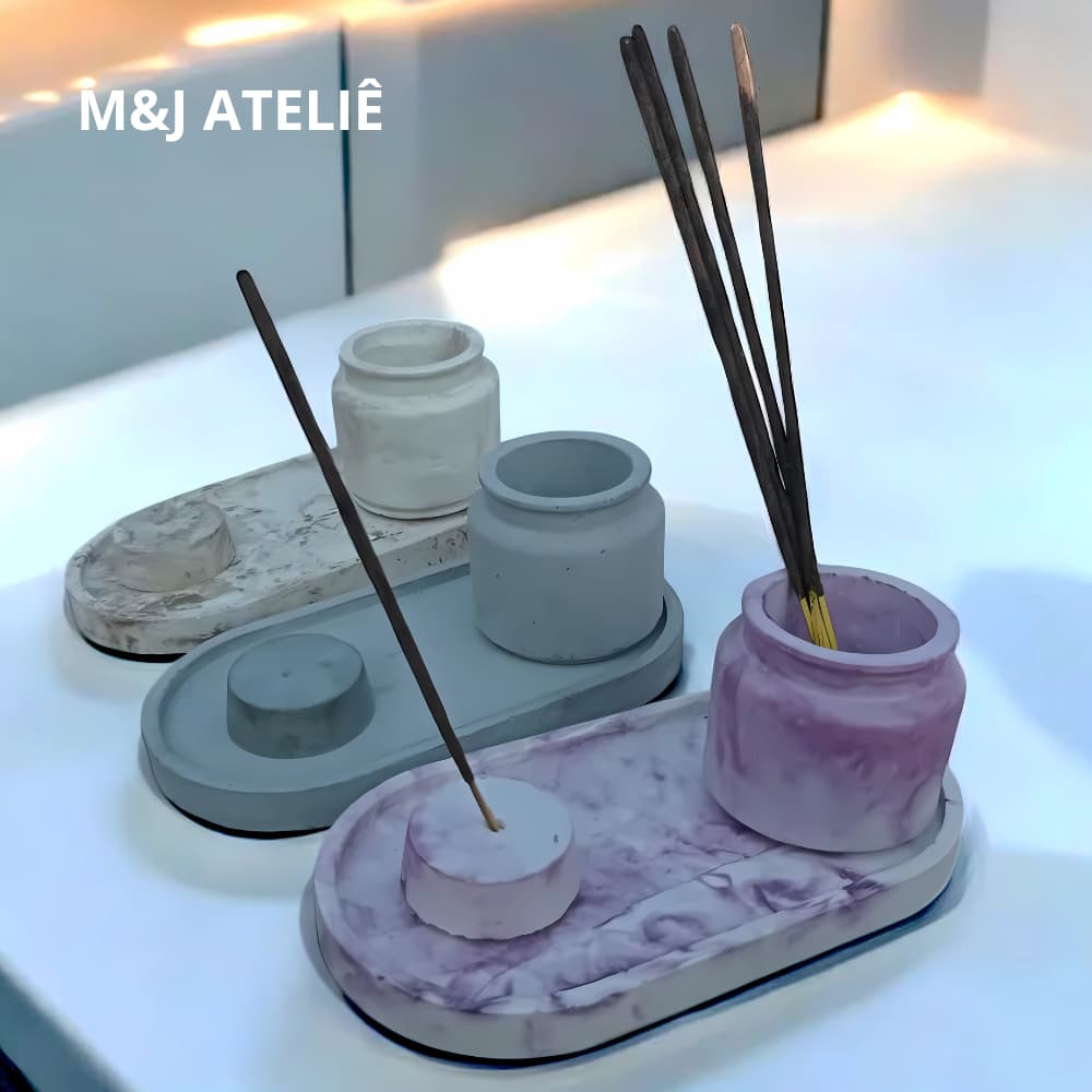 Incensário Kit Porta-Incenso e Bandeja Oval Artesanal / Incensário Decoração / Nova Coleção