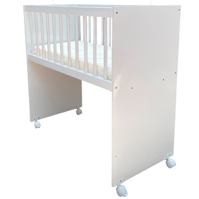 Alegria BADSIDE Mini Berço Portátil GRADE FIXA com Colchão, Varão Mosqueteiro e Rodinhas