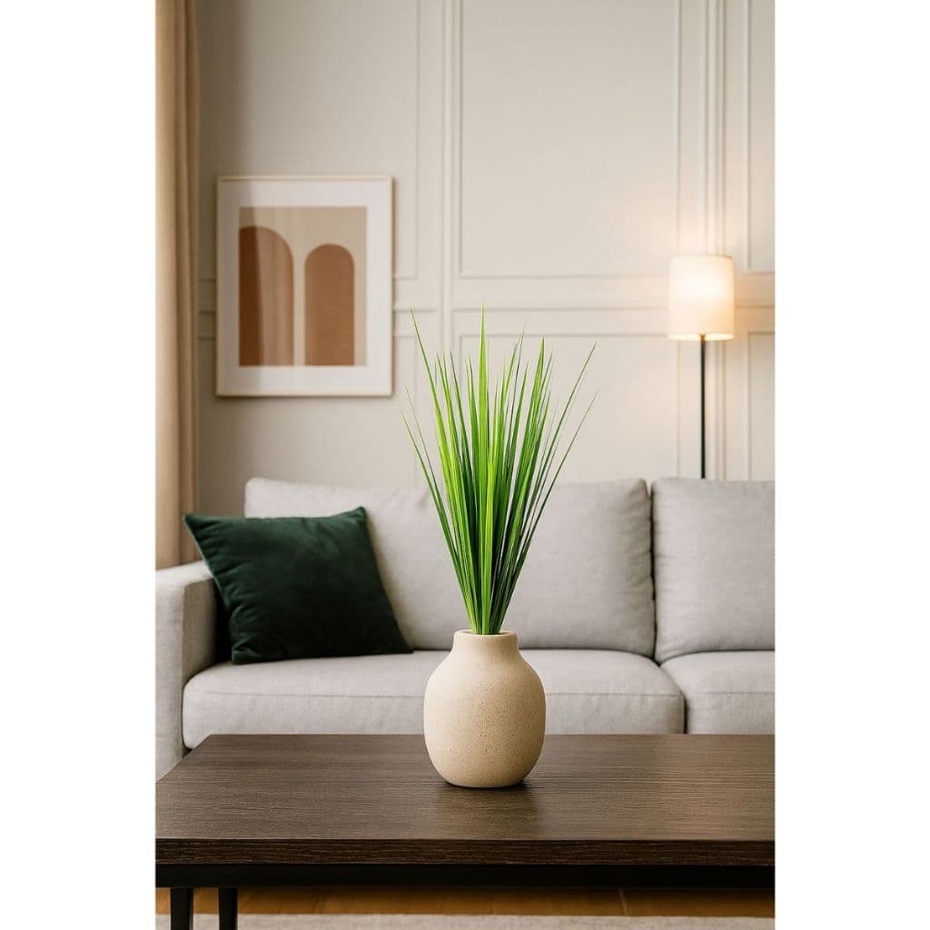 Planta 5 hastes de capim verde artificial 60cm folhagem