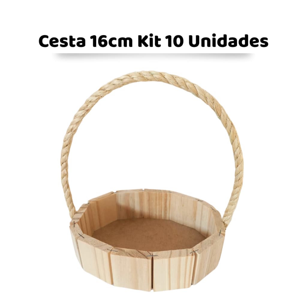 Cestas de madeira pinus para presentes16cm - Kit 10 unidades