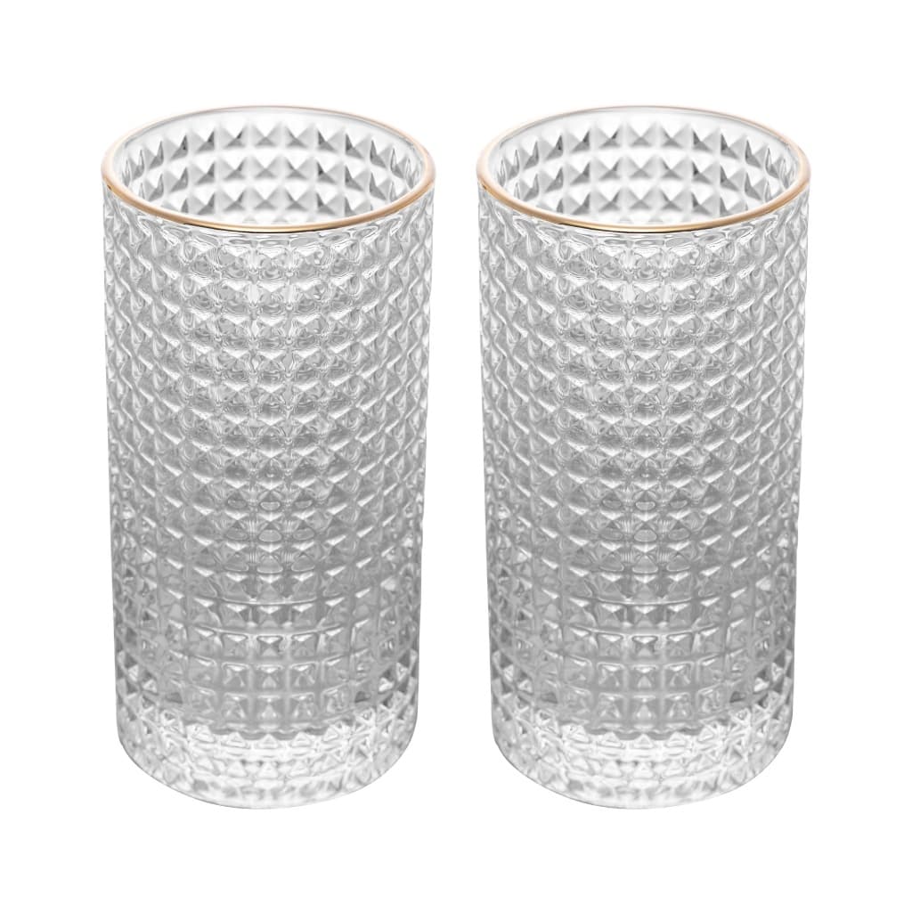 Conjunto 2 Copos Altos de Vidro com Borda Dourada Spike 400ml - Wolff