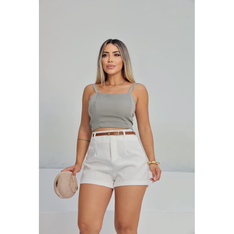 Short Feminino Alfaiataria Social com Cinto