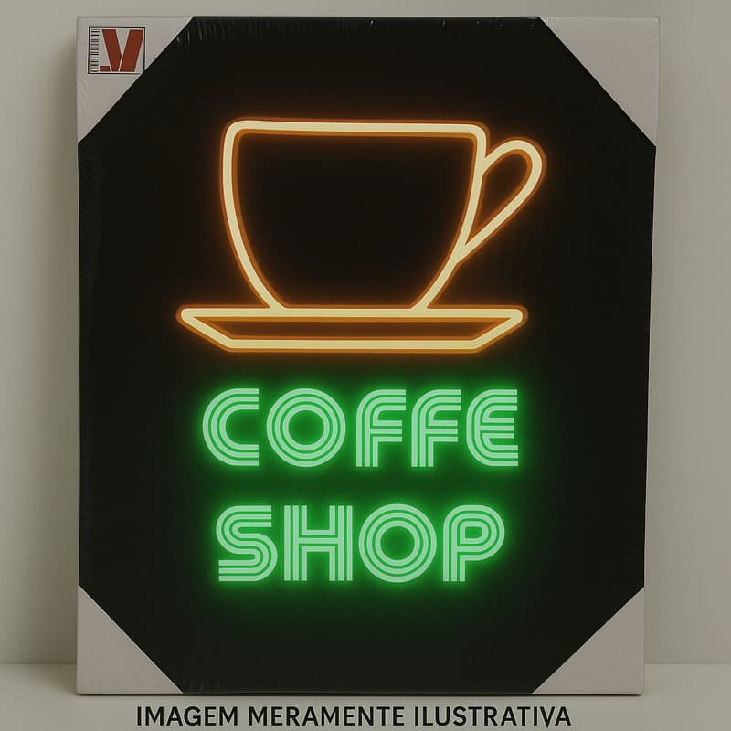 Poster de Lona Com Led 30x40cm QUADRO COFFE SHOP