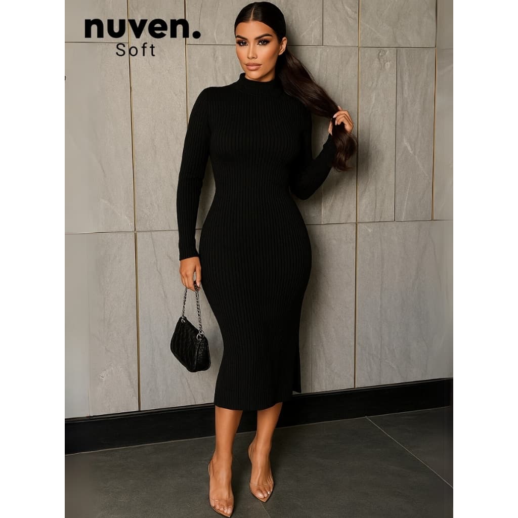 Vestido Midi Tricot MODAL Vestido Feminino Midi Vestido Tricot Vestido Canelado