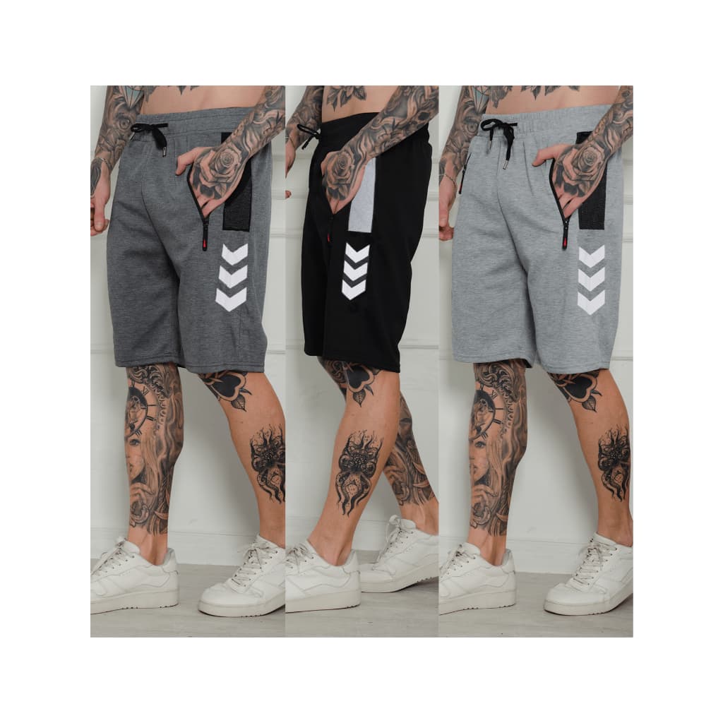 Kit 2 peça de bermuda moletom masculino  com ziper /Cintura elástica entre  3 cores aleatório 2 peça