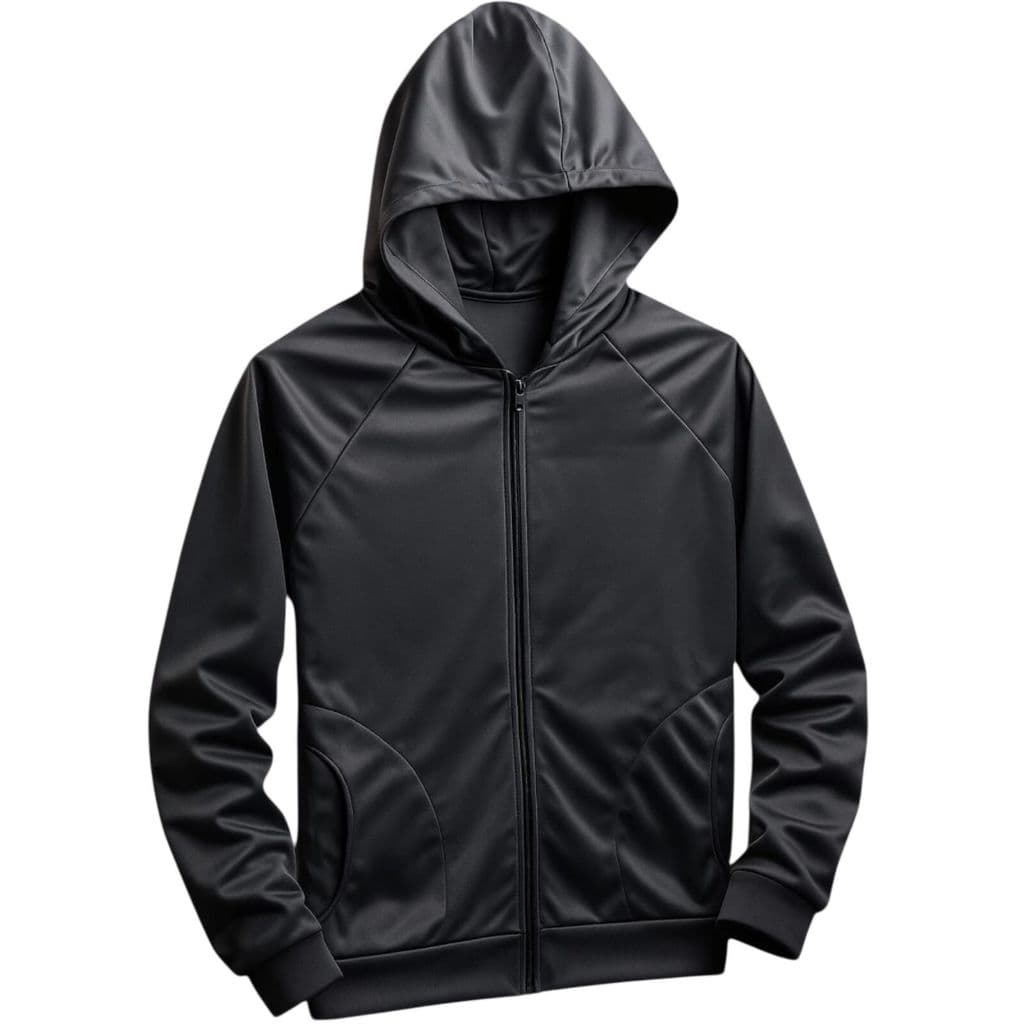 Blusa Preta Masculina Básica Com Ziper Cordão e Touca