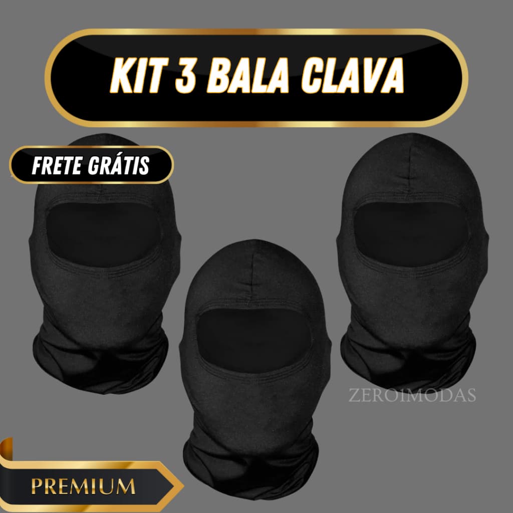 kit com 3 toucas ninja balaclava preta para motoqueiro moto boy toca ninja tatica