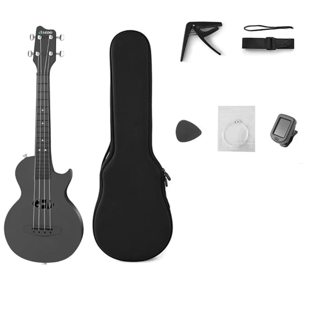 Ukulele 23 Polegadas Fibra de Carbono Portátil - Kit Completo com Mochila, Afinador, Capotraste, Alça e Palhetas