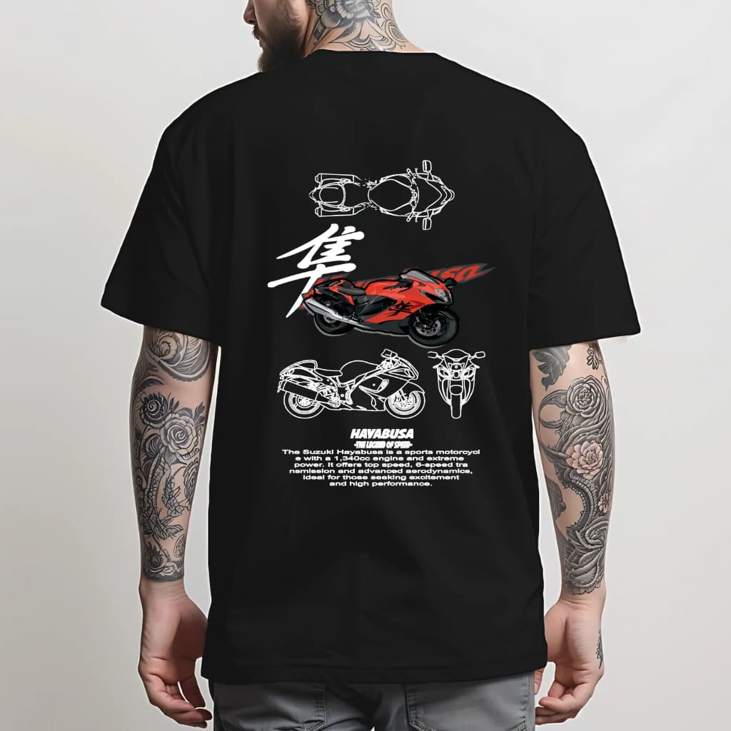 Camiseta STREETWEAR Hayabusa Suzuki Moto Velocidade 100% Algodão fio