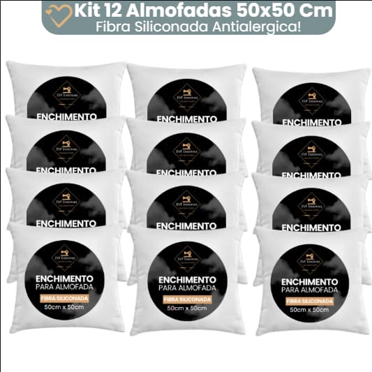 Enchimento Almofada Refil 50x50 Silicone Antialergico Kit 12 Unidades