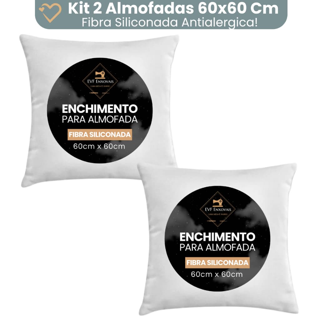 Enchimento Almofada Refil 60x60 Silicone Antialergico Kit 2 Unidades