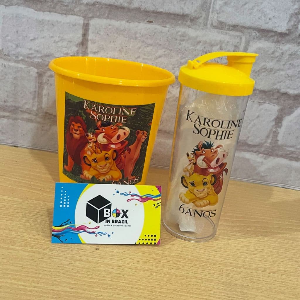 KIT 10 COPO E BALDE PERSONALIZADO - REI LEÃO - FAZEMOS QUALQUER TEMA
