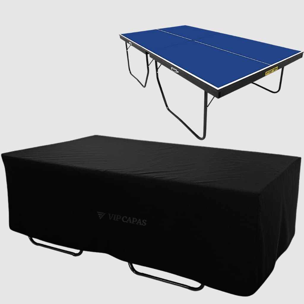 Capa Slim Protetora Impermeavel Anti Poeira Mesa Ping Pong Tênis Mesa Corino Saia Longa Preta