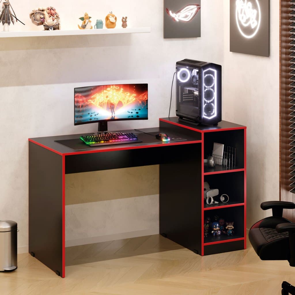 Mesa Gamer Zetra Escrivaninha Com Nichos Notbook Computador