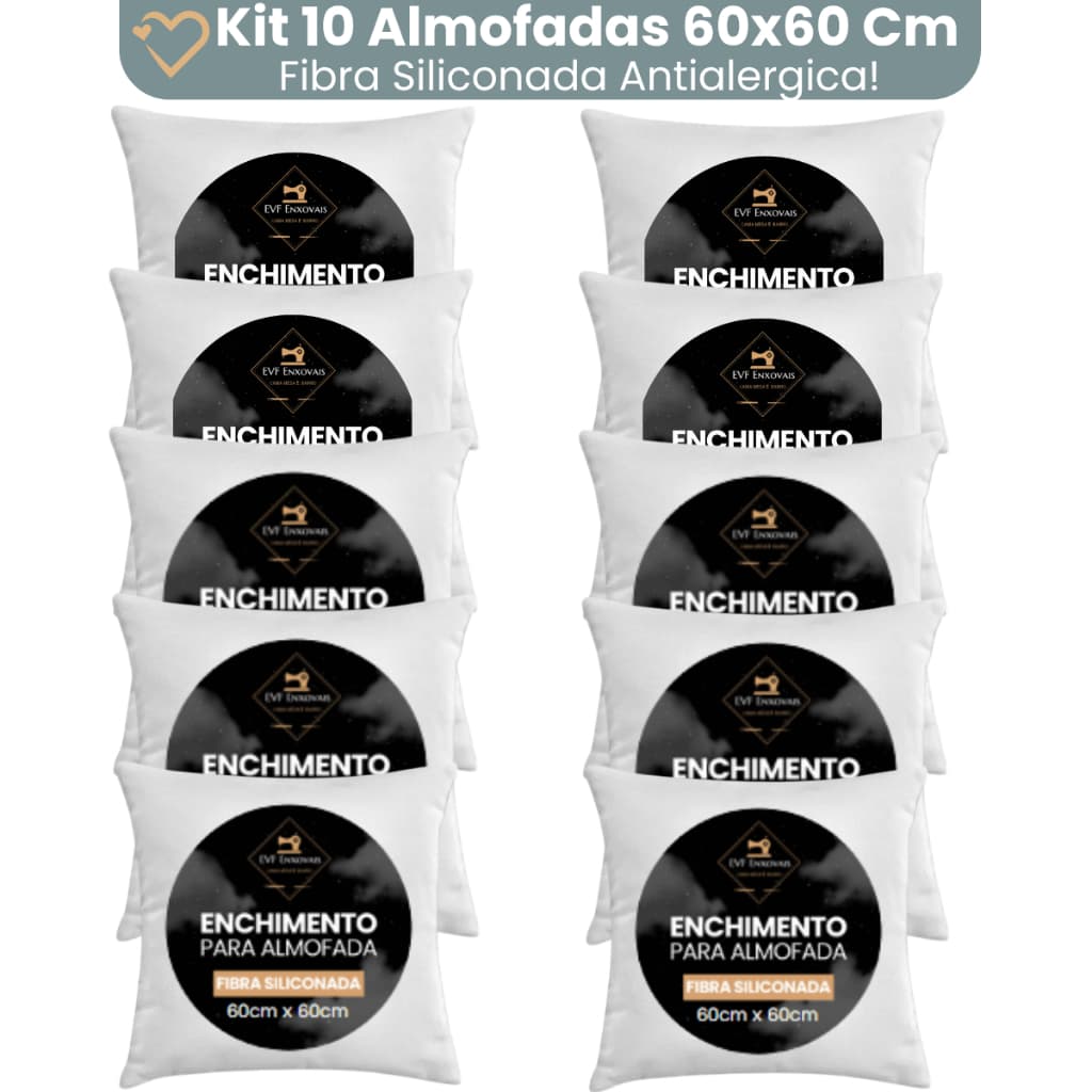 Enchimento Almofada Refil 60x60 Silicone Antialergico Kit 10 Unidades