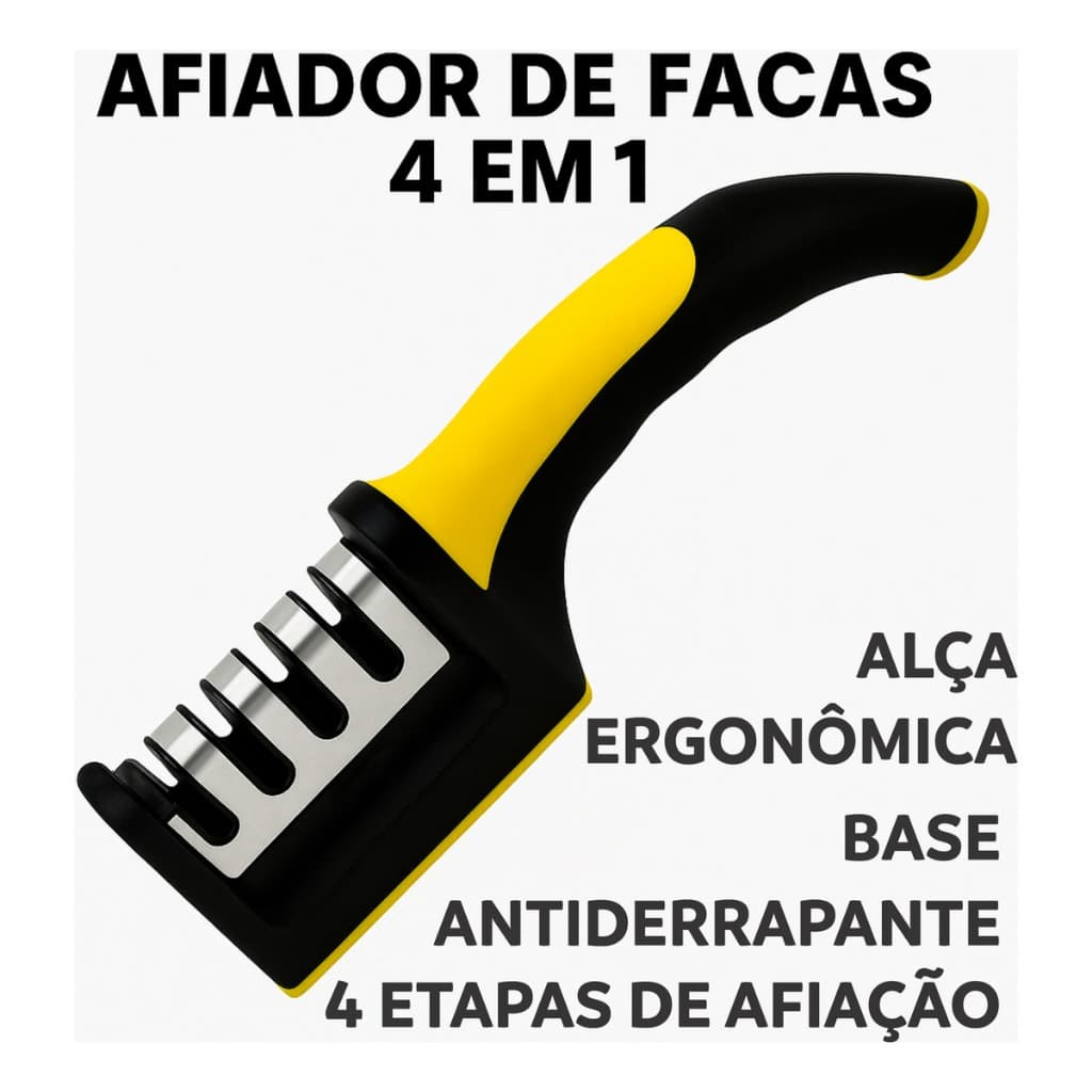 Afiador Amolador Facas Manual Bomvink Bom-1548 Cor Amarelo