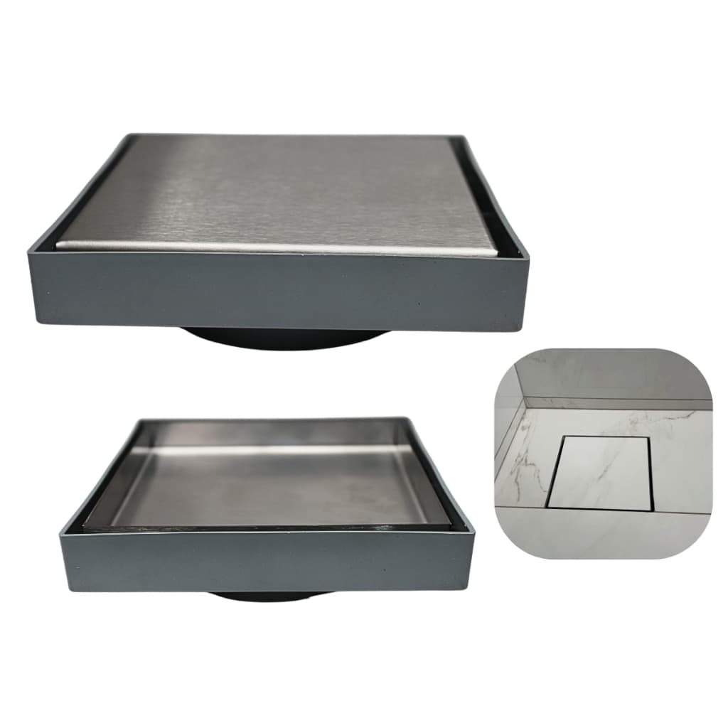 Ralo Oculto 15x15 Cinza Quadrada Superior Inox