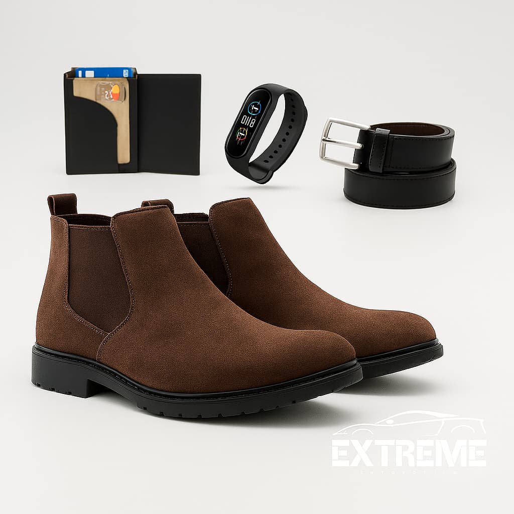 Bota Masculina Chelsea + Cinto + Carteira & Relógio.