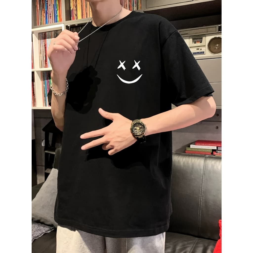 Camiseta Unissex  Básica Minimalista Smile Estilo Streetwear Moda Urbana