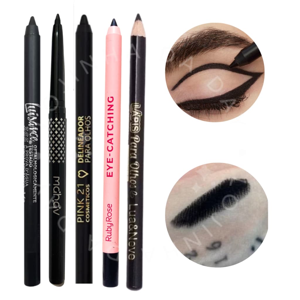 Lapis De Olho Preto Hipoalergênico Alta Pigmentação Kajal Delineador Eye Catching Ruby Rose Pink 21