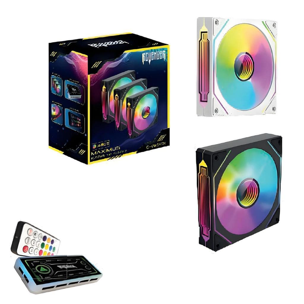 Kit 3 Fans 120mm ARGB com Controladora e Controle Alta Eficiência e Estilo para seu Setup Gamer