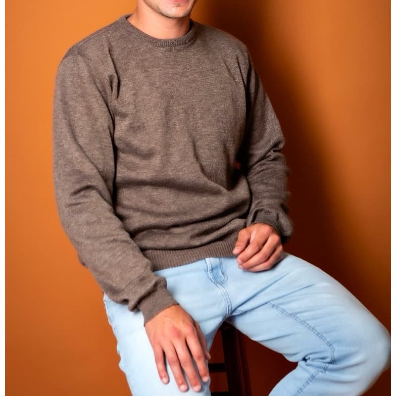 Suéter Blusão Blusa Masculino Tricot Malha Tradicional Básica Inverno Gola Redonda V Plus G Presente Pais Aniversário