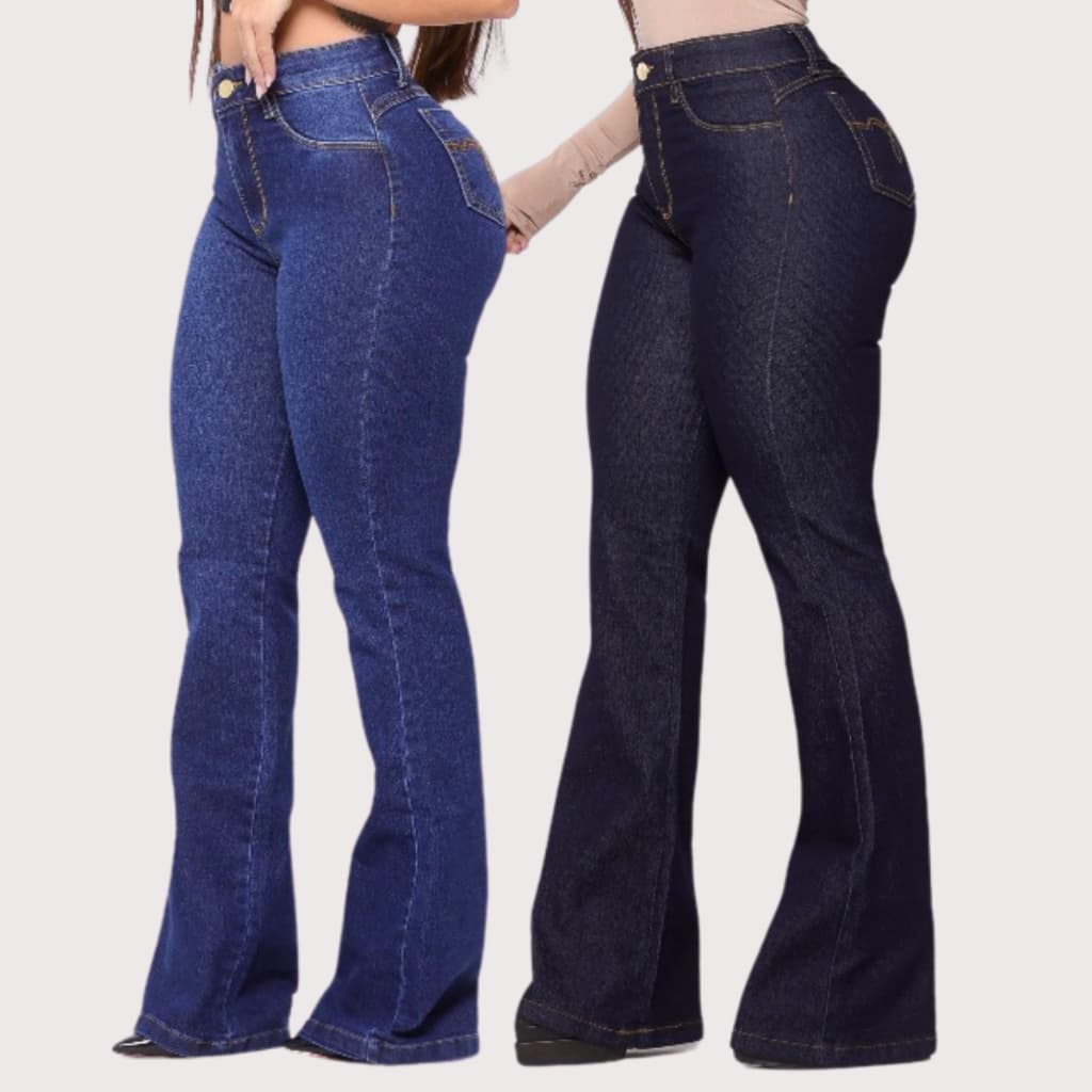 Kit 2 Calças FLARE TRADICIONAL Feminina Country Rodeio Montaria Premium Jeans Lycra