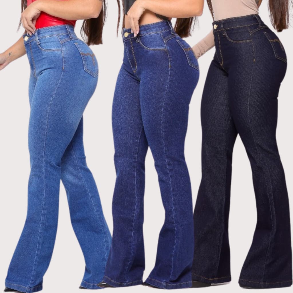 Kit 3 Calças FEMININA FLER Country Jeans Lycra Montaria Rodeio Premium Confortável