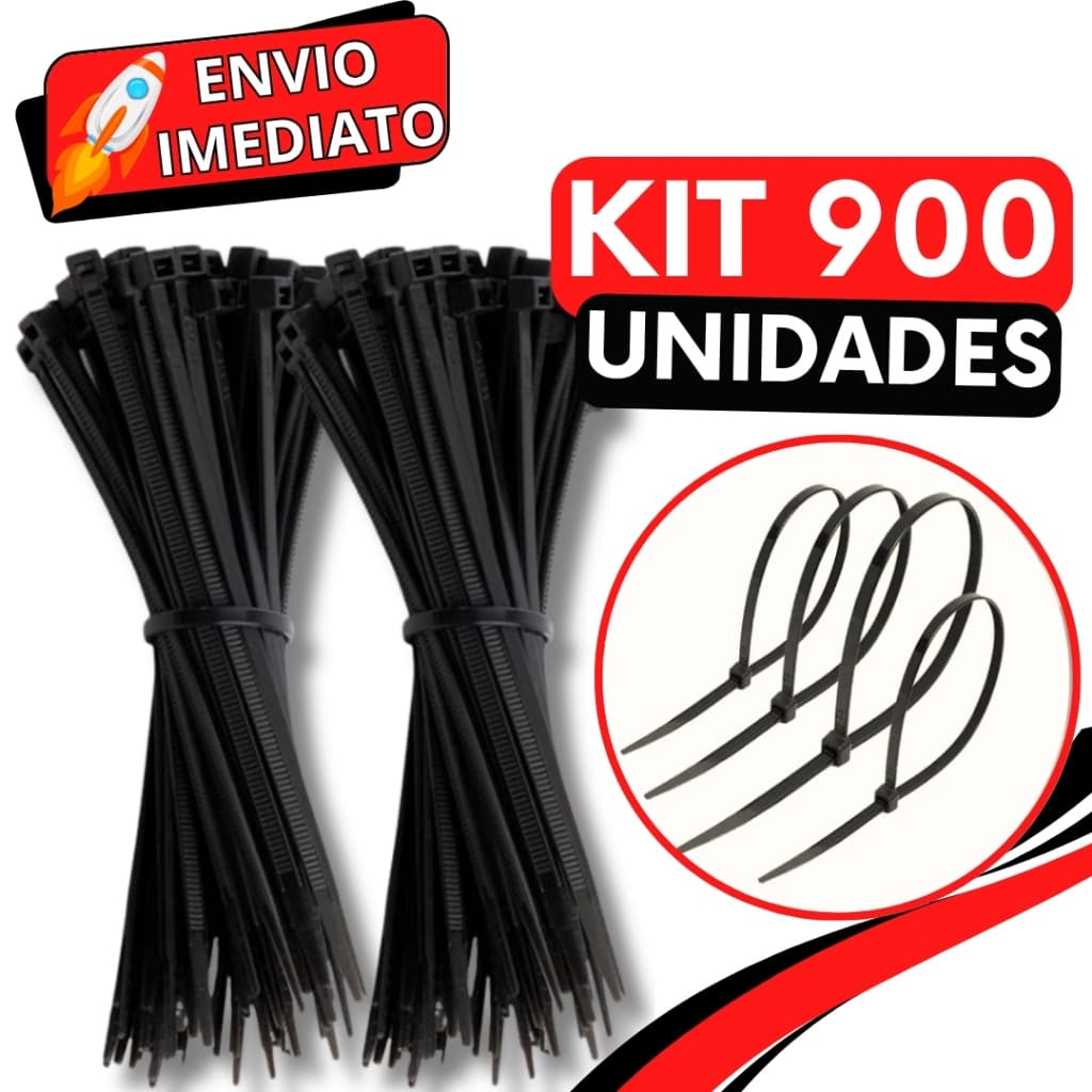 KIT Jogo 900 Enforca Gato Abraçadeira de Nylon Braçadeira Cintas Plásticas Super Resistente Presilha para Fios Malas