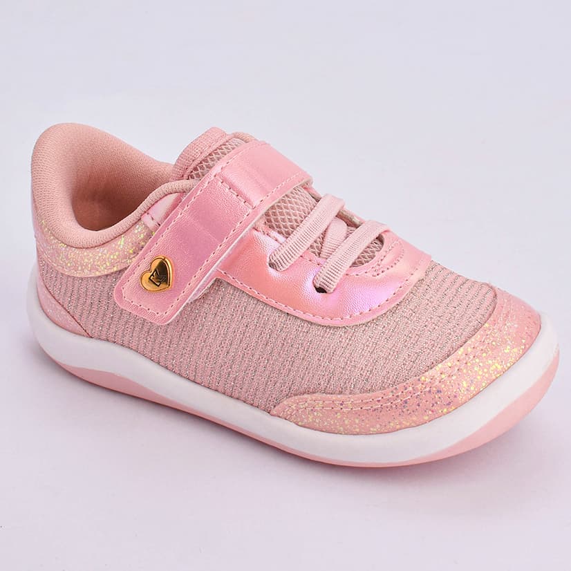 Tênis Infantil Menina Kidy Colors Equilíbrio Rosa Brilho Delicado Baby Confortável Anatômico