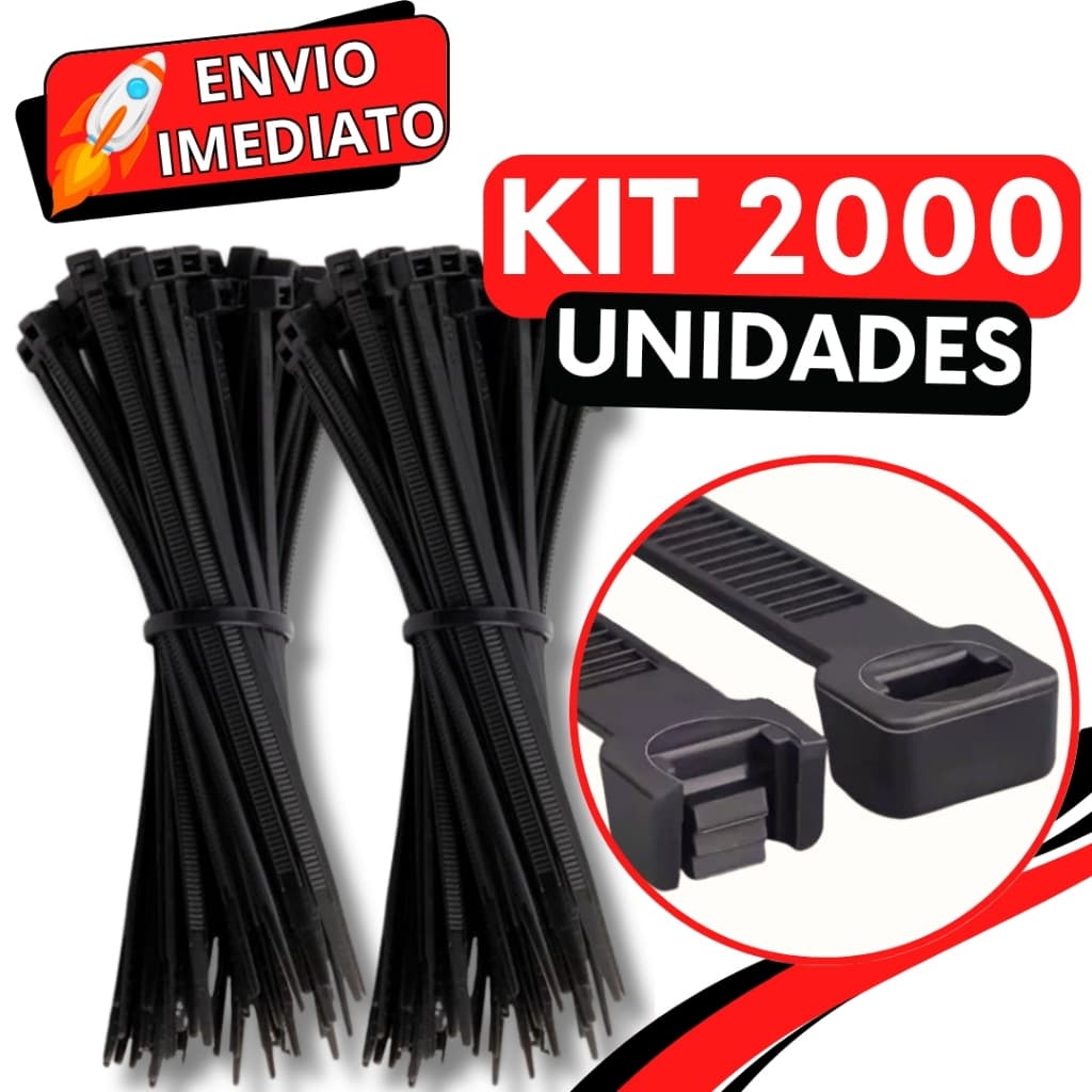 KIT Jogo 2000 Enforca Gato Abraçadeira de Nylon Braçadeira Cintas Plásticas Super Resistente Presilha para Fios Malas