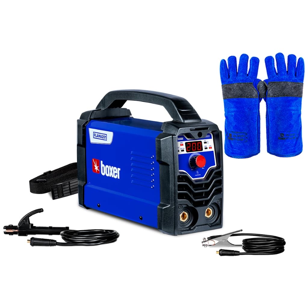 Kit Máquina Inversora de Solda 200A Bivolt MMA TIG Flama201 +  Luva Para Soldador 36cm Boxer
