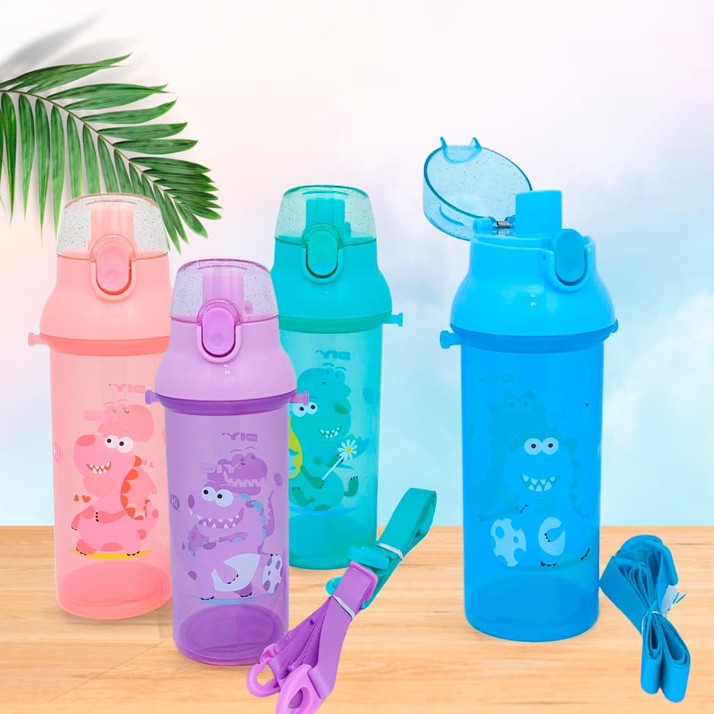 Garrafa Squeeze Infantil Plástico 450ml Alça Removível Escolar Antivazamento BPA Free com Trava