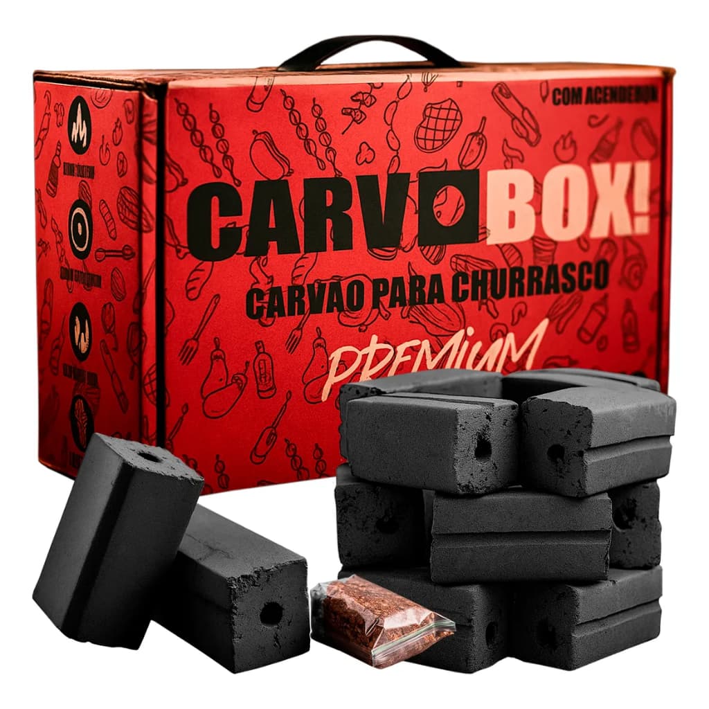 Carvão Carvobox Briquete Sem Fumaça Premium Gourmet Churrasco 5 Kg