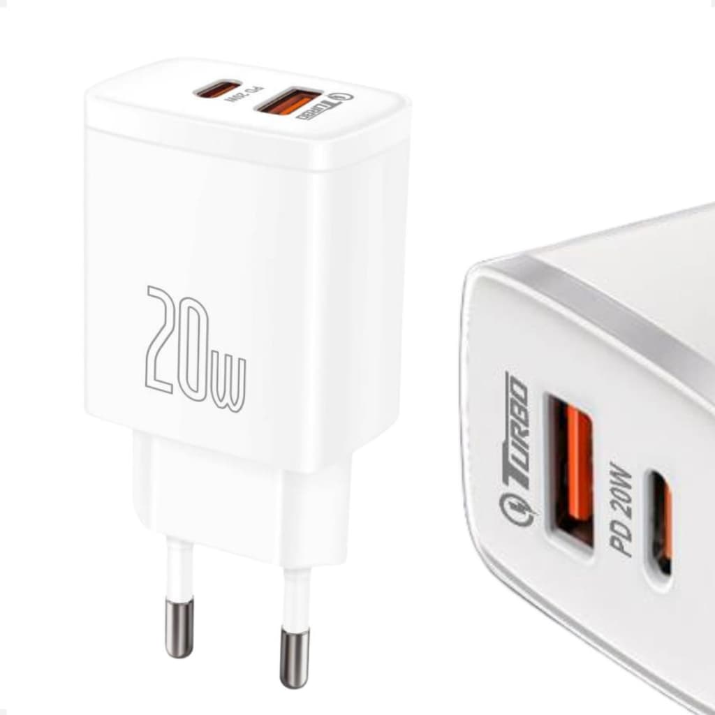 Carregador De Celular Parede Caixa Pd 20w Turbo Tipo-c Usb