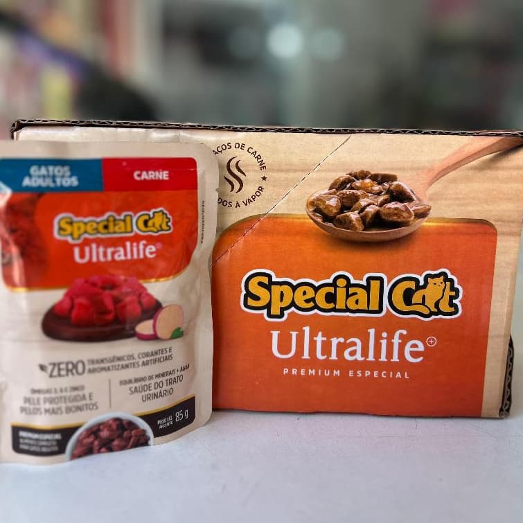 KIT 12 SACHÊ SPECIAL GATOS ADULTOS SABOR CARNE 85G